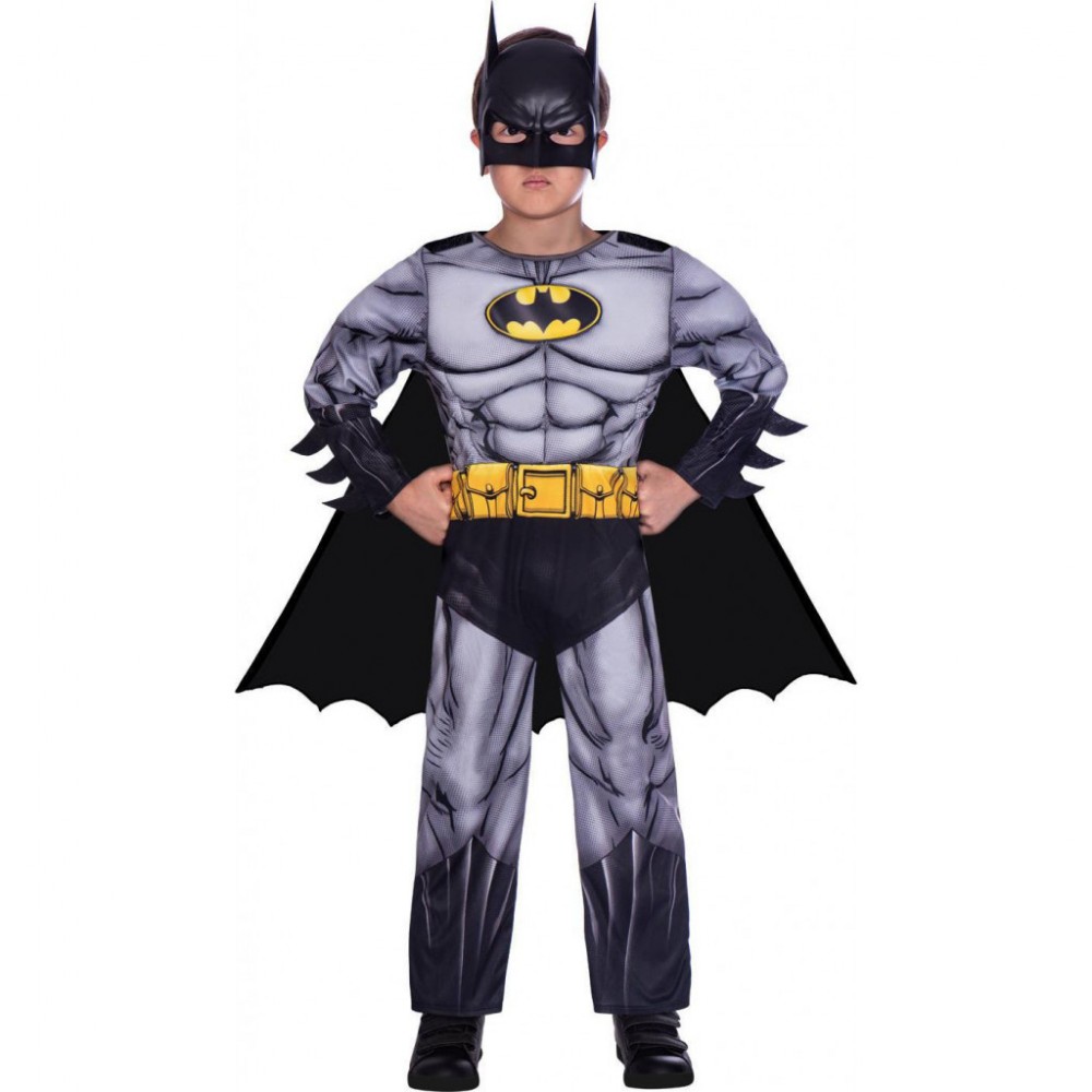 Costum Batman negru si gri pentru copii 6-8 ani